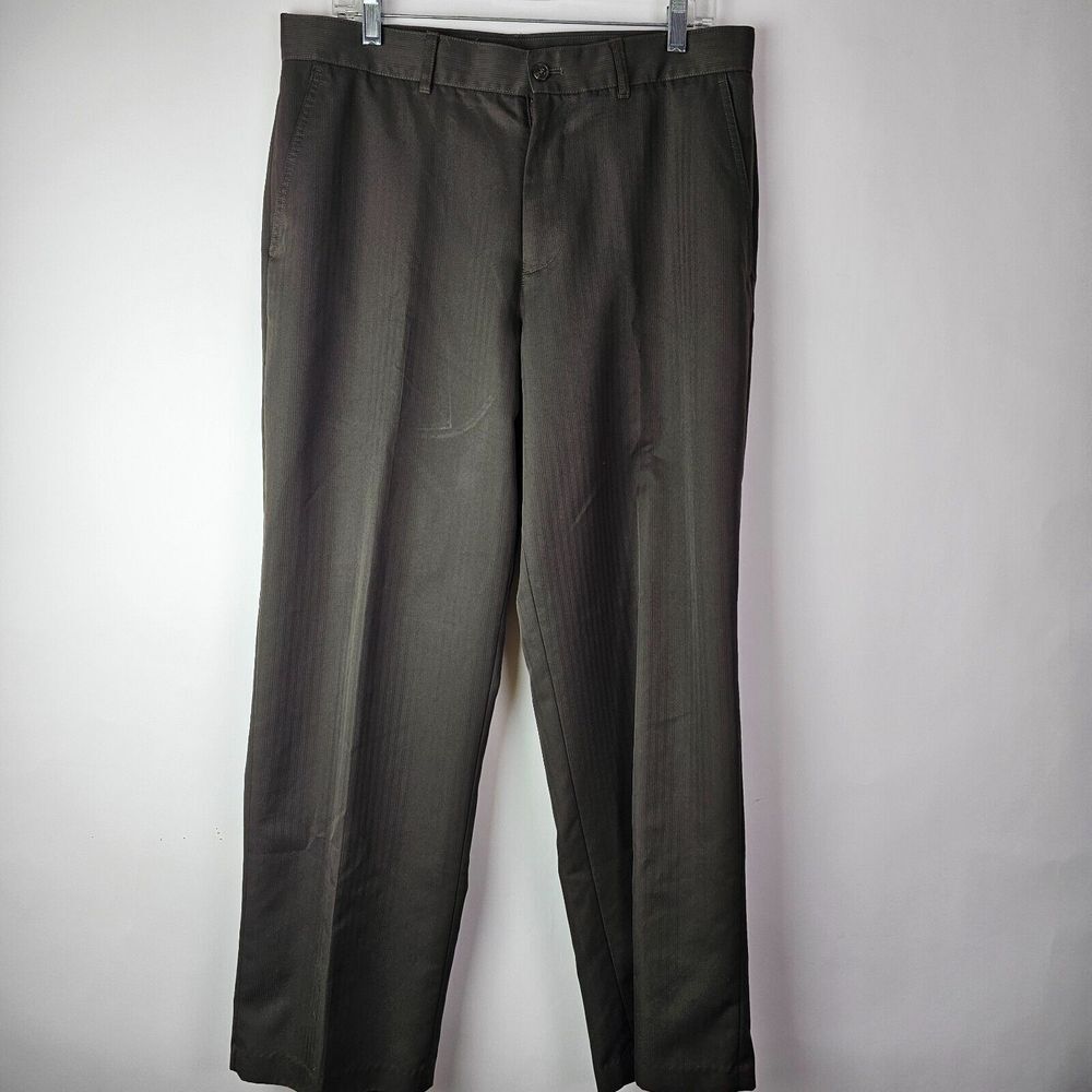 IZOD PerformX Brown Straight‎ Leg Pants 34x30 Performance 100% Polyester Golf